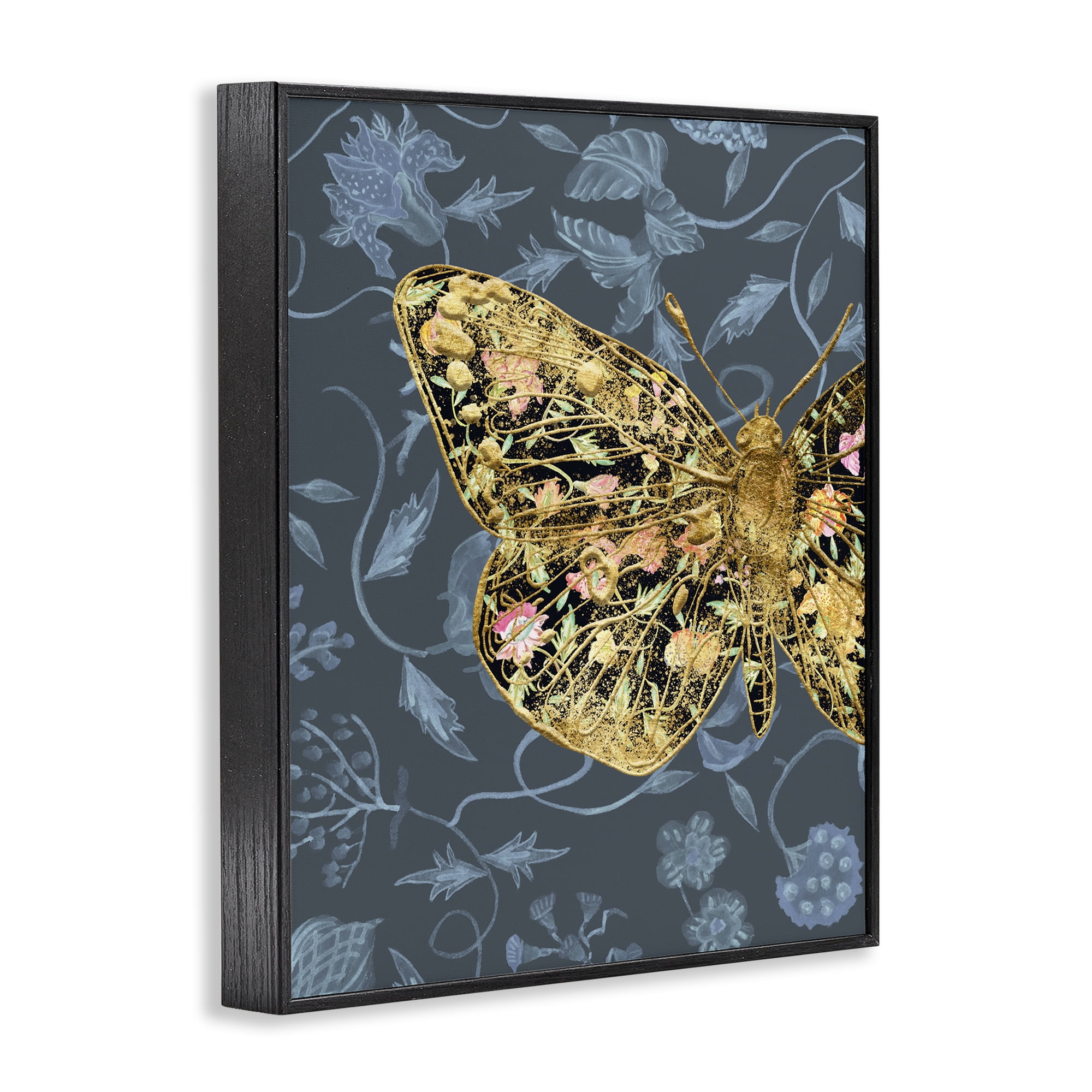 Stupell Industries Glam Traditional Butterfly Animals & Insects Painting Black Framed Art Print Wall Art, 11 x 14
