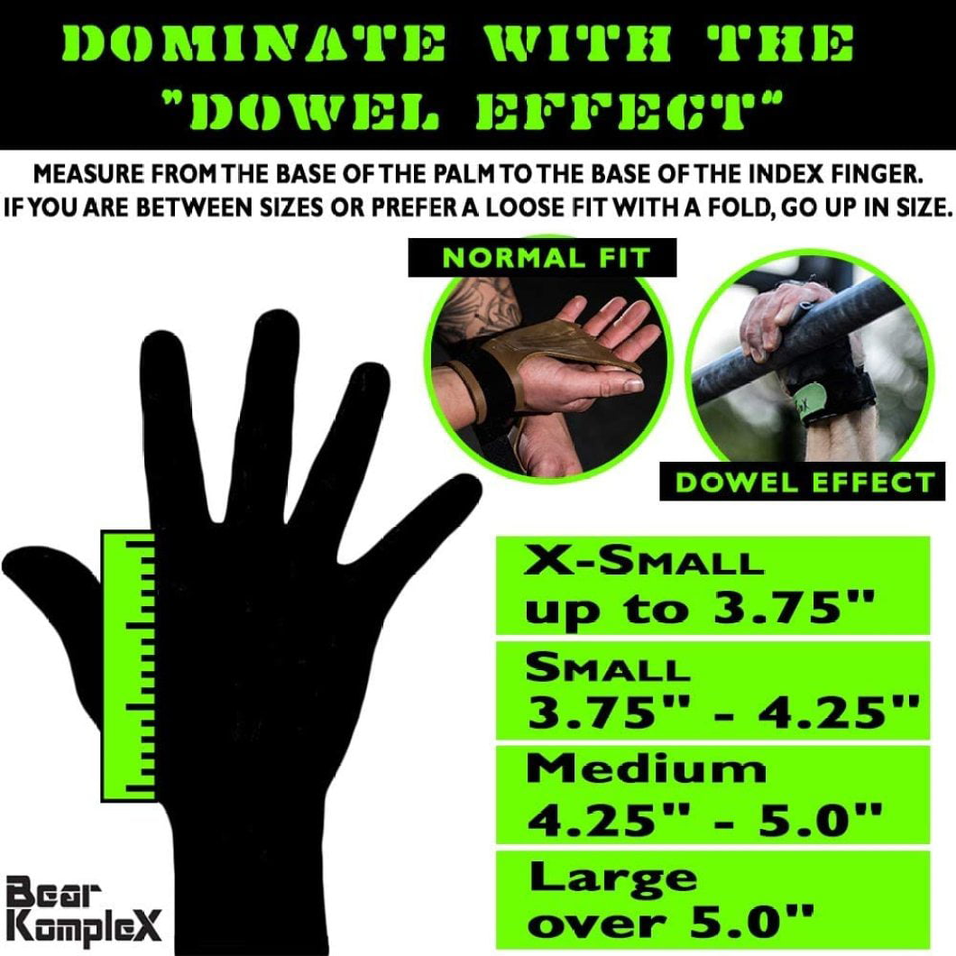 Comfort and Support Bear KompleX 2 Hole Leather Hand Grips for Home Workouts Like Pull-ups Weightlifting WODs with Wrist Straps Hand Protection from Rips and Blisters for Men and Women.