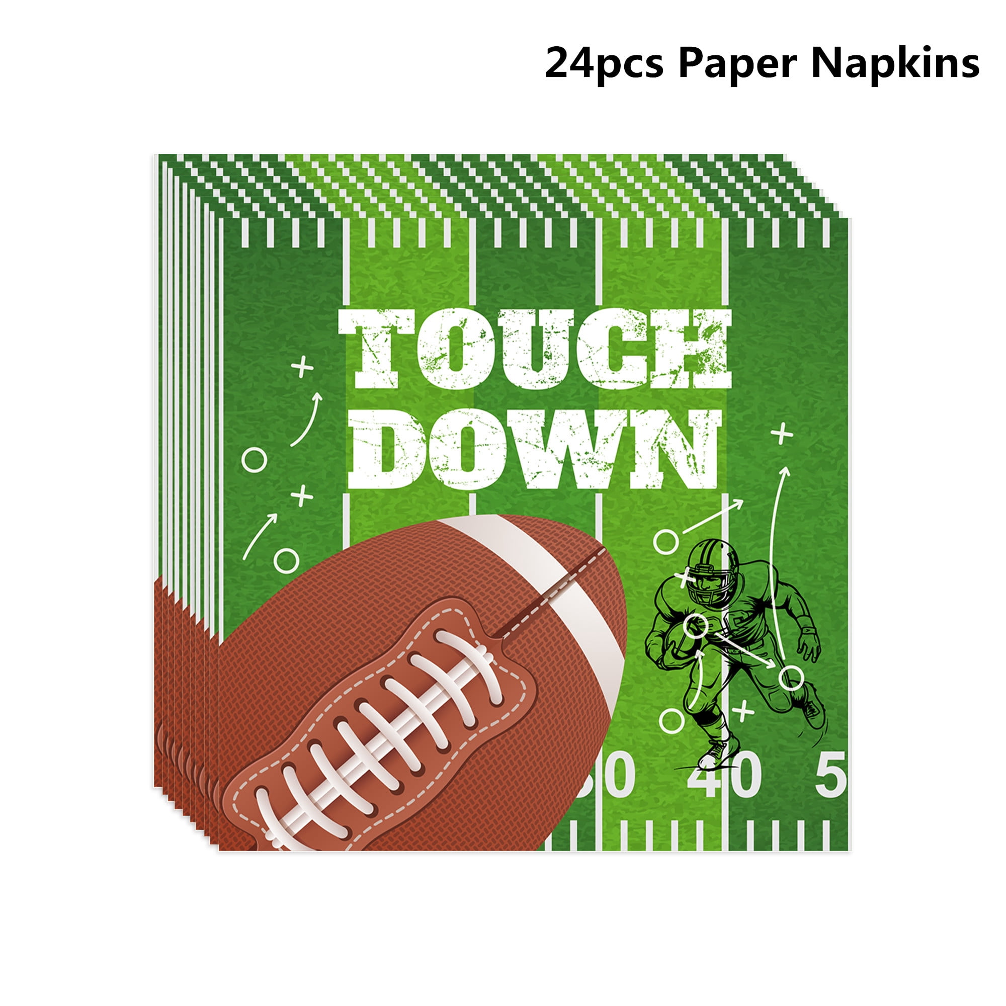 96 Pcs Football Game Disposable Tableware Set, Rugby Touchdown Party Supplies Kit with Dessert Plates Napkins Forks for Baby Shower Birthday Decorations, Serve 24 Guests
