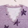 thumbnail image 5 of Zupora Women T Shirt V Neck Lace Trim Short Sleeves Tunic Top Star Print Loose Fit Comfort Summer Loungewear Tee, S-3XL, 5 of 9