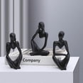 thumbnail image 1 of The Thinker Statue Abstract Sculpture Resin Statues For Home Decor Modern Home Office Shelf Desktop Bookshelf Decor Set Of 3 (small-black), 1 of 2