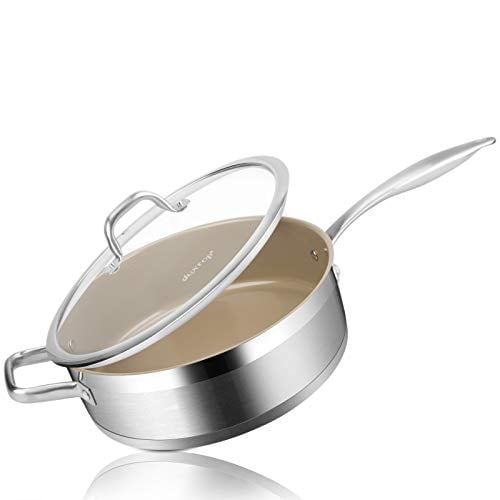 Induction Ready Cookware with Impact-bonded Technology Duxtop Professional Stainless Steel Fry Pan 9.5 Inches 
