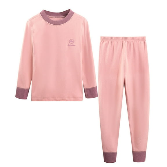 Favoffer Kids Girls Boys Sets Thermal Underwear Set Long Sleeve Round Neck Pullover Tops with Bottoms Sets for Home Bedtime Sleep Outdoor Layering Toddler Teen 2-17Y