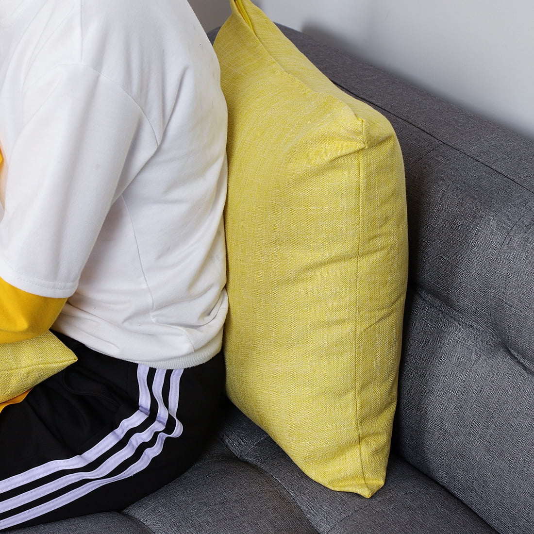 Unique Bargains 2 Pack Cotton Linen Throw Pillow Covers 18" x 18" Yellow