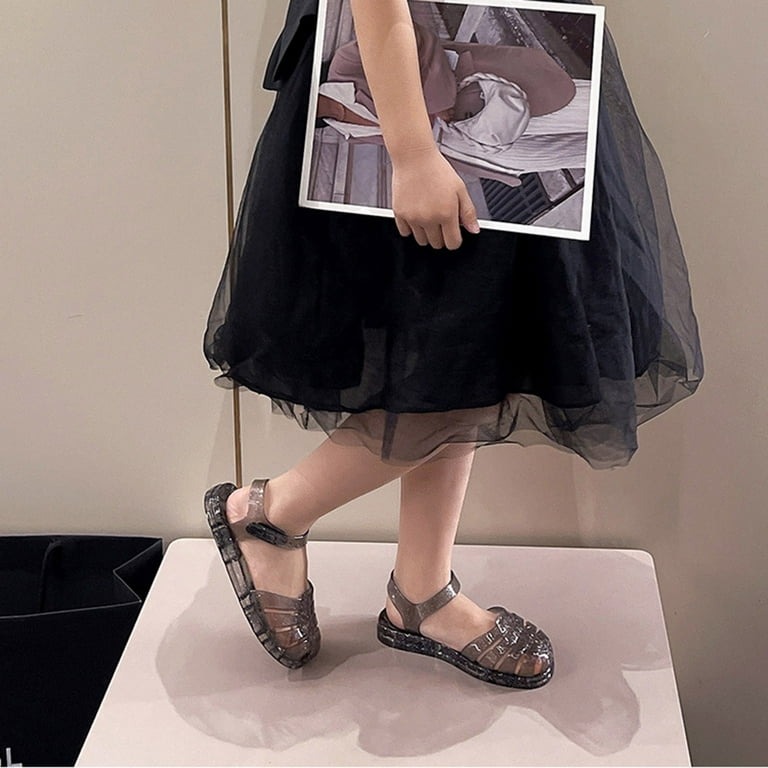 FAOWME Kids Girl Jelly Sandals Girls Closed Toe Summer Dress Star