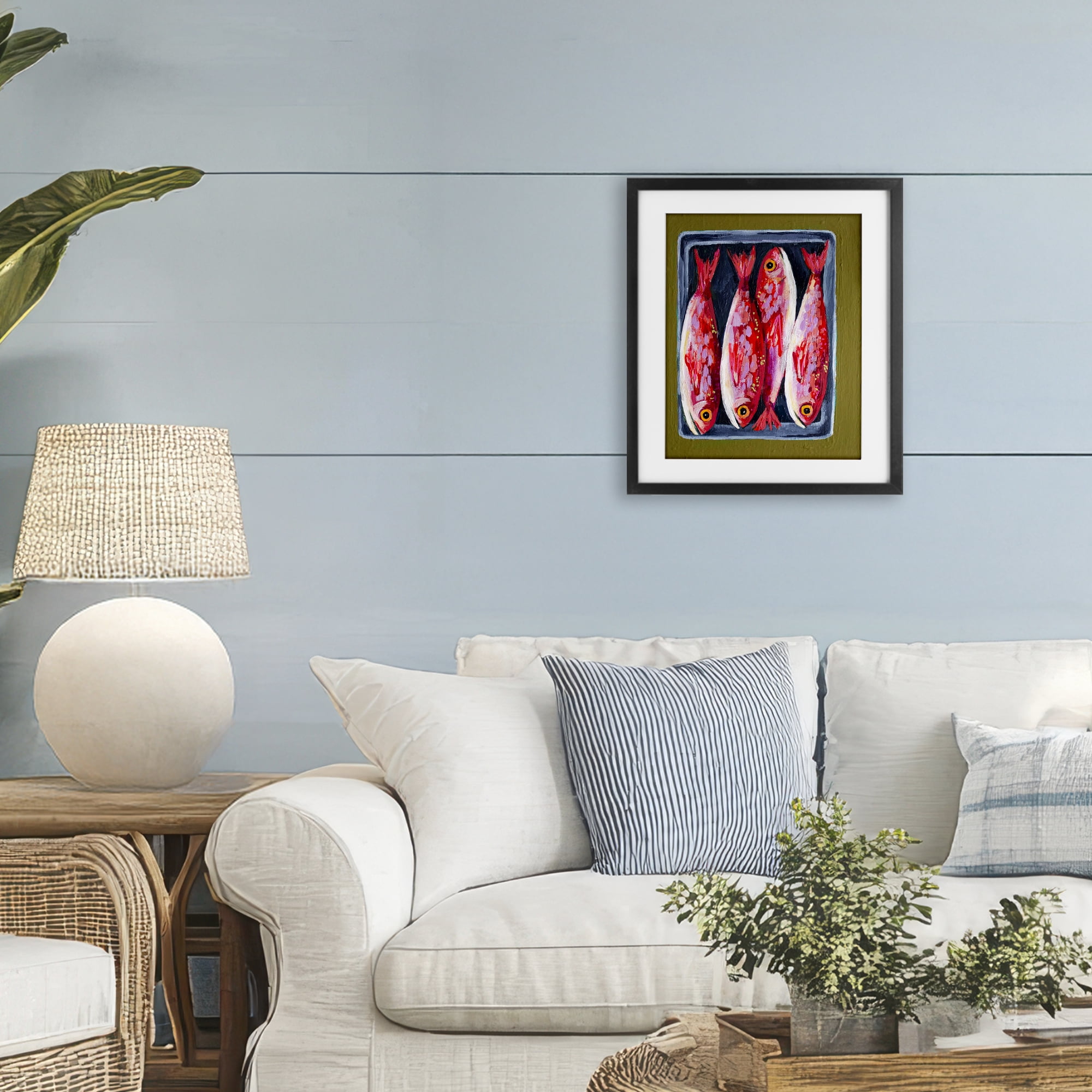 Stupell Industries Red Fish on a Platter Black Framed Print Under Glass, design by Rachel Nerney