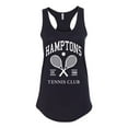 thumbnail image 2 of Wild Bobby Hamptons Tennis Club Est 1986 Sports Ladies Racerback Tank Top, Black, Small, 2 of 6