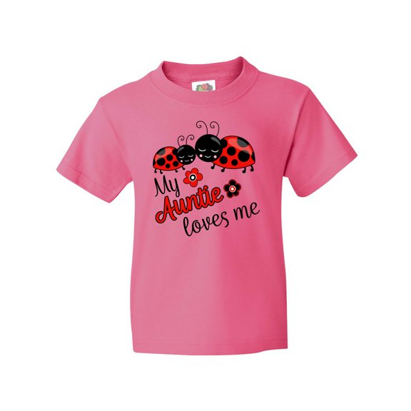 Inktastic My Auntie Loves Me with Cute Lady Bugs Youth T-Shirt