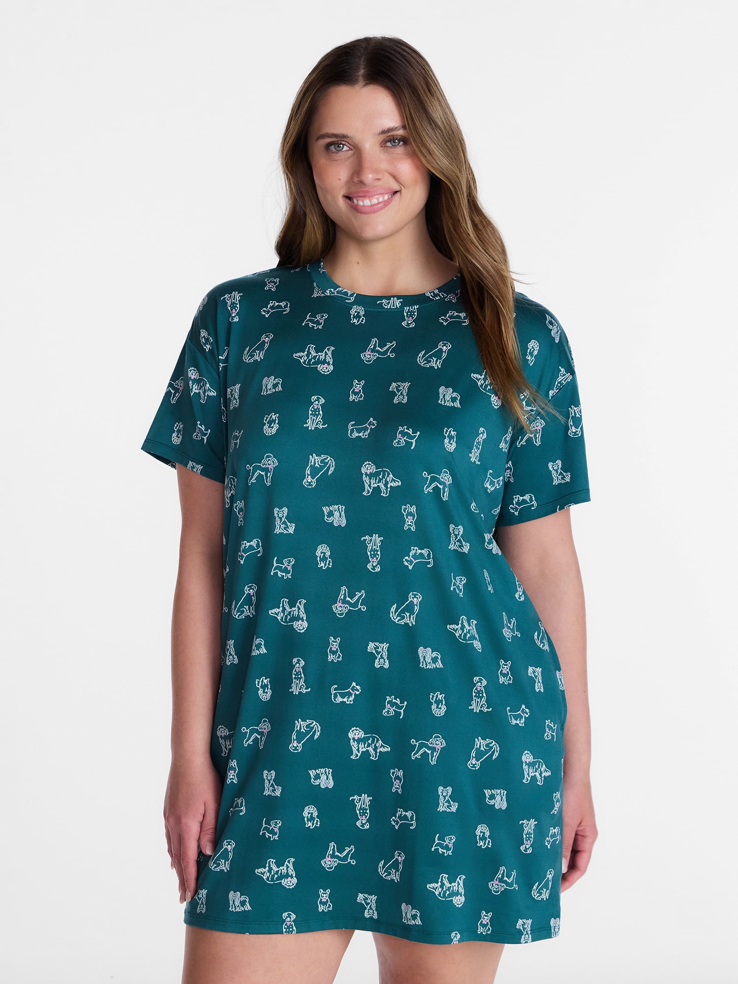Joyspun Women's Dreamy Soft Collection Short Sleeve Sleepshirt, Sizes S/M to 2X/3X