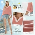 thumbnail image 5 of VDJ Women Color Block T Shirts Casual Loose 3/4 Sleeve V Neck Fashion Tops Cute Light Pink 2025 Fall Blouse Size XL, 5 of 8