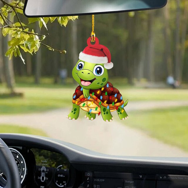 Hml Christmas Decorations Christmas Tree Pendant Decoration Personalized Christmas Car Pendant Christmas Hat Christmas Animal Turtle Whales Panda Christmas Hat Acrylic Double Sided Printing Pendant