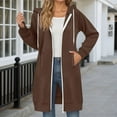 thumbnail image 2 of Tiweut Jackets for Women Plus Size Coat Zipper Long Hooded Pullover Long Sleeve Drawstring Everyday Wear Loose Fit Fall and Winter Outwear Blouses Coffee,M, 2 of 5