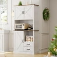 thumbnail image 5 of TROPOW Pantry Cabinet with 2 Drawers and Open Shelves, Tall Freestanding Kitchen Pantry Cabinet with Microwave Shelf, Kitchen Hutch for Dining Room, Kitchen, Living Room, White, 5 of 7