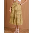 thumbnail image 5 of MODA NOVA Juniors Floral Print Elastic Waist Ruffle Maxi Tiered Skirt, 5 of 5