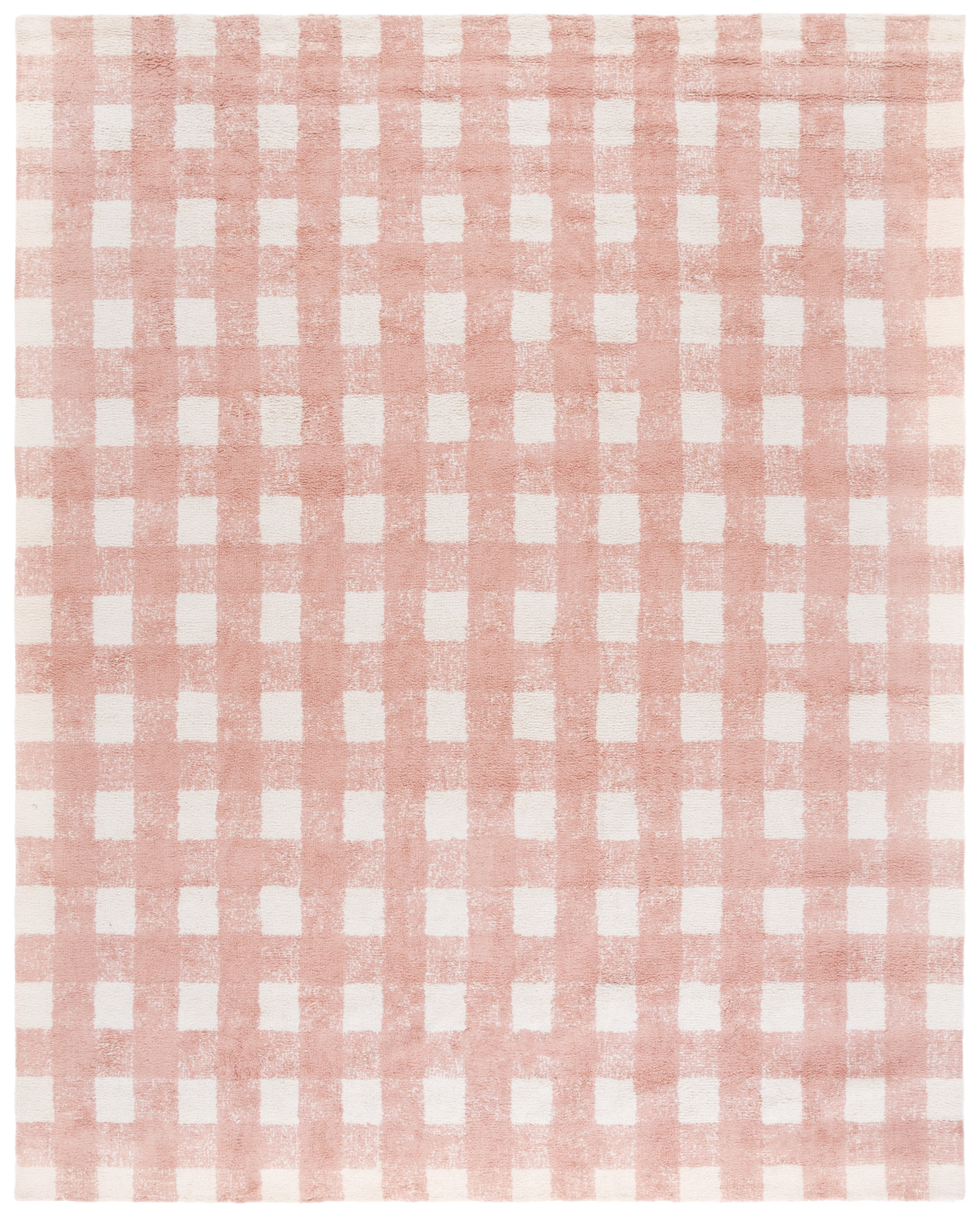 SAFAVIEH Easy Care Maggie Plaid Area Rug, Ivory/Rust, 8' x 10'