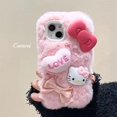 thumbnail image 4 of Sanrio-funda de teléfono de felpa de Hello Kitty, carcasa con lazo 3D de amor lindo para iPhone 15 14 13 12 11 Pro Max Mini XR XS MAX 8 X XS 7 SE Plus, 4 of 4