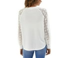 thumbnail image 2 of SWSMCLT Women's Lace Illusion Long Sleeve Shirt Waffle Knit Tshirt Soft Patchwork Fashion Crew Neck Sweatshirt Fall Top White 6-8, 2 of 4
