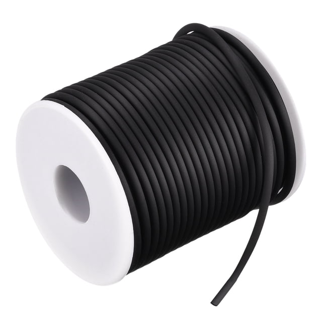 Cordón de Caucho Unique Bargains 27 Yardas 3mm Diámetro Mate Negro