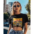 thumbnail image 1 of Camisetas para mujer, camiseta de calavera, hongo y flor, de manga corta, holgadas, con cuello redondo, para adolescentes., 1 of 8