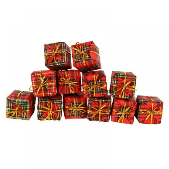 12PCS Laser Foam Gift Package Wholesale Christmas Tree Decorations Shiny Mini Boxes Ornaments Assorted Colors Metallic Foil Wrapped