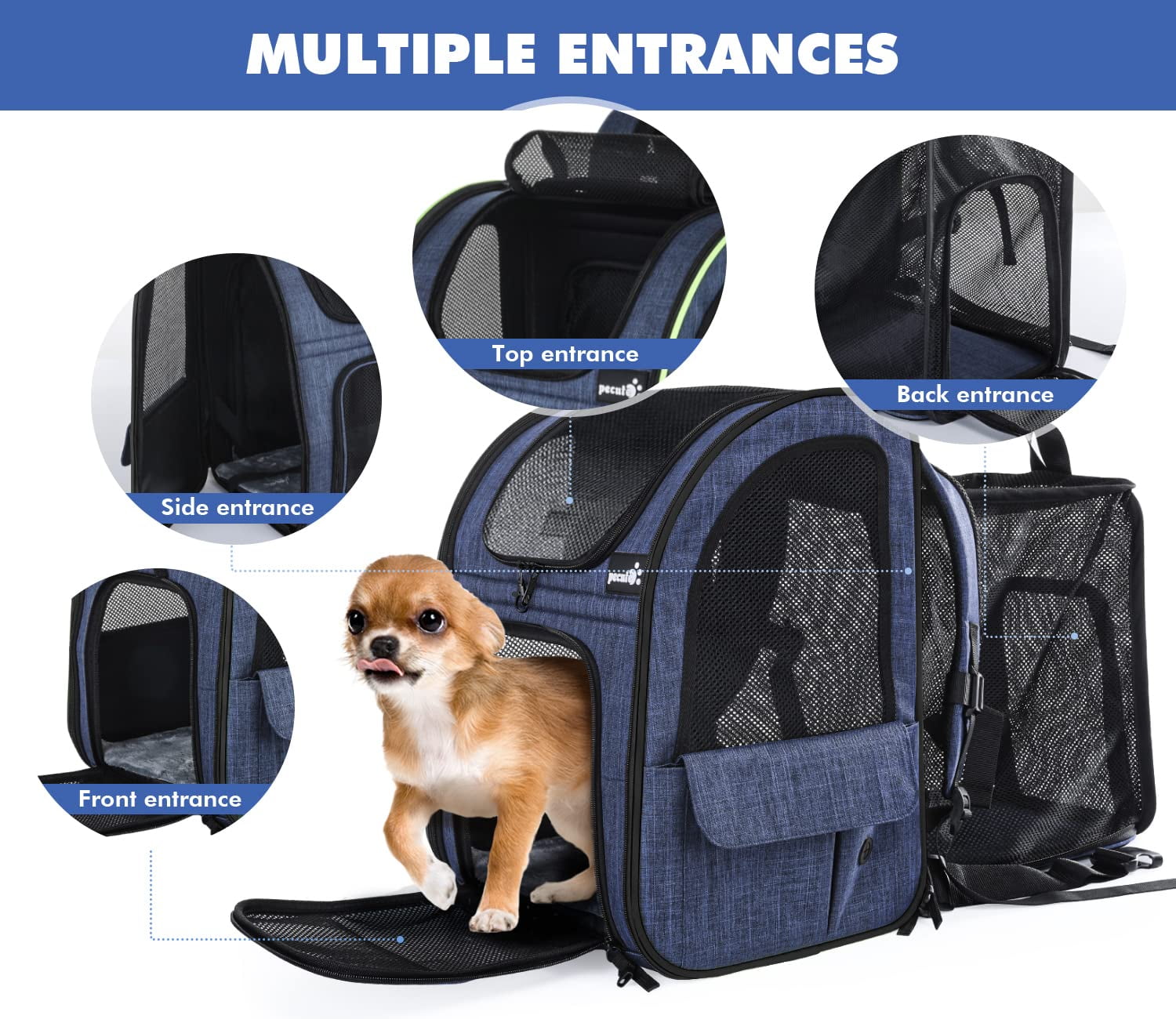 oakcat Backpack for Dog - Expandable Cat Carrier Backpack Ventilated Design  Foldable Pet Travel Bags for Small Dogs Cats (Expand)