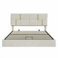 thumbnail image 4 of Queen Size Upholstered Platform Bed with Hydraulic Storage System,No Box Spring Needed,Beige, 4 of 6
