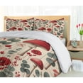 thumbnail image 4 of Ambesonne Rustic Duvet Cover Set, Floral Woodland Mushrooms, Queen, Champagne Dark Coral, 4 of 6