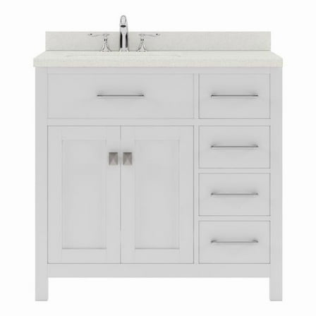 Virtu USA  36 in. Caroline Parkway Single Bath Vanity in White with White Quartz Top & Square Sink