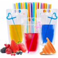 thumbnail image 1 of 100 Bolsas de Bebidas con 100 Popote - 500ml Bolsas Frias Contenedor de Bebidas de Hielo Bolsas Reutilizables para Bebidas Transparentes para Bebidas Frias y Calientes, SN-YLD-100, 1 of 7