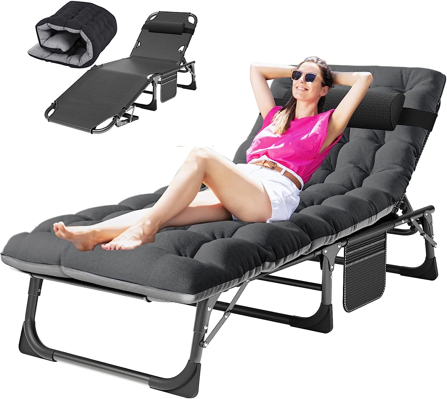 Slsy Portable Folding Lounge Chair Sleeping Cots Bed for Adults