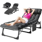 Slsy Folding Lounge Chair, 5-Position Adjustable Outdoor Reclining Chair, Folding Sleeping Bed Cot, Folding Chaise Lounge Chair for Pool Beach Patio Sunbathing