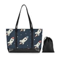 thumbnail image 7 of FORMRS Canvas Laptop Tote Bag for Women with 15.6" Computer Compartments Shoulder Handbag, Rocket Pattern, 7 of 7