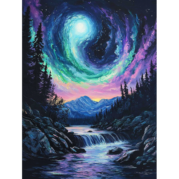 Aurora Borealis Landscape Decorative Painting/Canvas Art， Suitable for Living Room， Bedroom， Office， Hotel， Dining Room， Gallery， Study， Hallway， Apartment Decor.