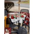 thumbnail image 4 of Outdoor Tablecloth with Umbrella Hole and Zipper, Red Plaid Christmas Snowman Square Table Cloth 54x54 Inch Waterproof Tablecloth, Xmas Botanical Birds Snowflake Picnic Table Cover for Patio Camping, 4 of 7