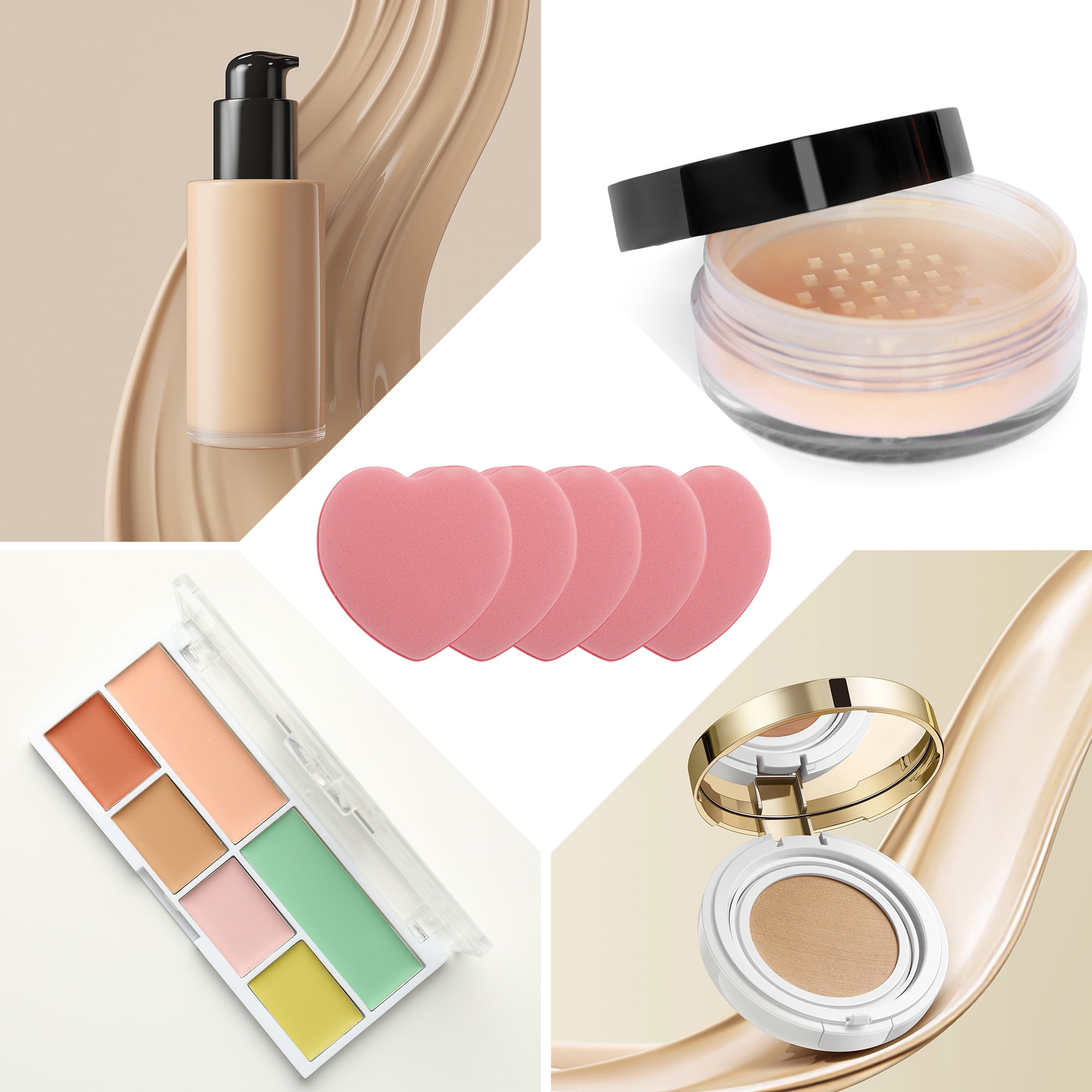 Unique Bargains 5 Pcs Heart-Shaped Face Makeup Sponge for Travel Pink