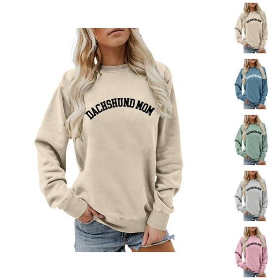 Dachshund Mom Sweatshirts for Women 2025 Long Sleeve Crewneck Wiener Dog Lover Sweatshirt Pullover Tops