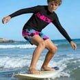 thumbnail image 6 of Fesfesfes Kids' Cute Beach Print Long Sleeve Sunscreen Swimming Trunks Swimsuit Sets for Boys Great for Family Vacations and Sunny Days 3-13 Years, 6 of 7