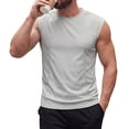 thumbnail image 2 of Men's Solid Crew Neck Wide Shoulder Mesh Sleeveless Tank Top, Breathable Casual Summer Athletic Muscle Gym Vest Gray, 2 of 9