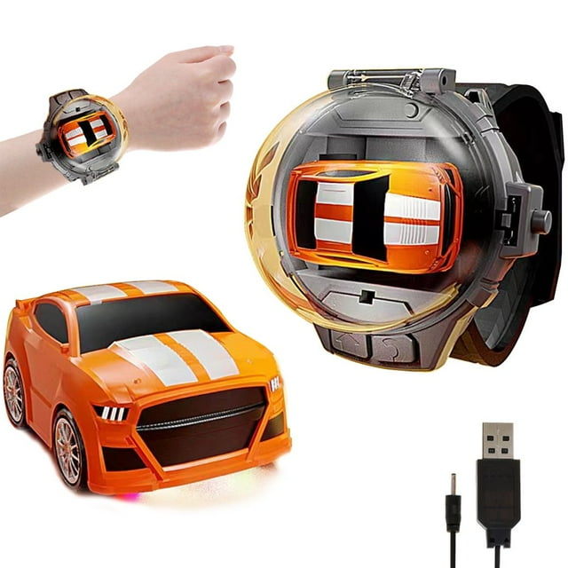Remote Control Car 2.4GHz USB Rechargeable Watch RC Racing Car with Light Mini Cartoon Electric Wrist Racing Car Model Toy In