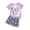 Purple, variant on Girls 2 Piece Outfits Leopard Print Crew Neck Short Sleeve Tees and Wide Leg Shorts Tracksuit Casual Loose Fit Clothes Set Pink
