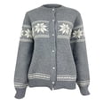 thumbnail image 4 of Aobny Fall Womans Sweaters Gray Fair Isle Button Up Crew Neck Long Sleeve Graphic Cardigan Ladies Sweaters 2024, 4 of 6