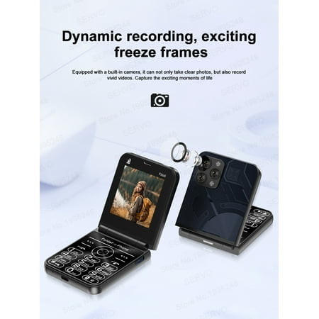 2024 SERVO Flilo9 3G WCDMA Cellphone Foldable 2 SIM Card Speed Dial Blacklist Type-C Flip Mobile Phone 2.6“ Displa