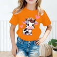 thumbnail image 2 of Curuila Kid Girls Tops Cartoon Print Crew Neck Short Sleeve Tee Summer Casual Loose T Shirt Orange Size 8-10 Years, 2 of 4