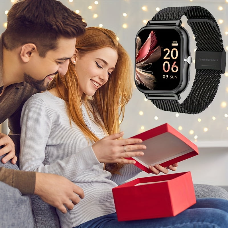 Smartwatch for Men and Women with Stainless Steel Mesh Band, Multiple Sports Modes, Compatible with iPhone and Android Systems, the Perfect Gift Choice