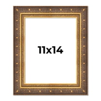 11x14 Frame Vintage Gold Solid Wood Picture Frame | 2.5 Inch Moulding Width | Ornate Bronze Museo