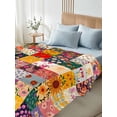 thumbnail image 4 of Spring Floral California King Size Flat Sheet, Wrinkleproof & Fadeproof Cooling Flat Bed Sheet Only, Vintage Plaid Summer Botanical Colorful Breathable Soft Bedding Top Sheets 108 x 98 Inches, 4 of 8