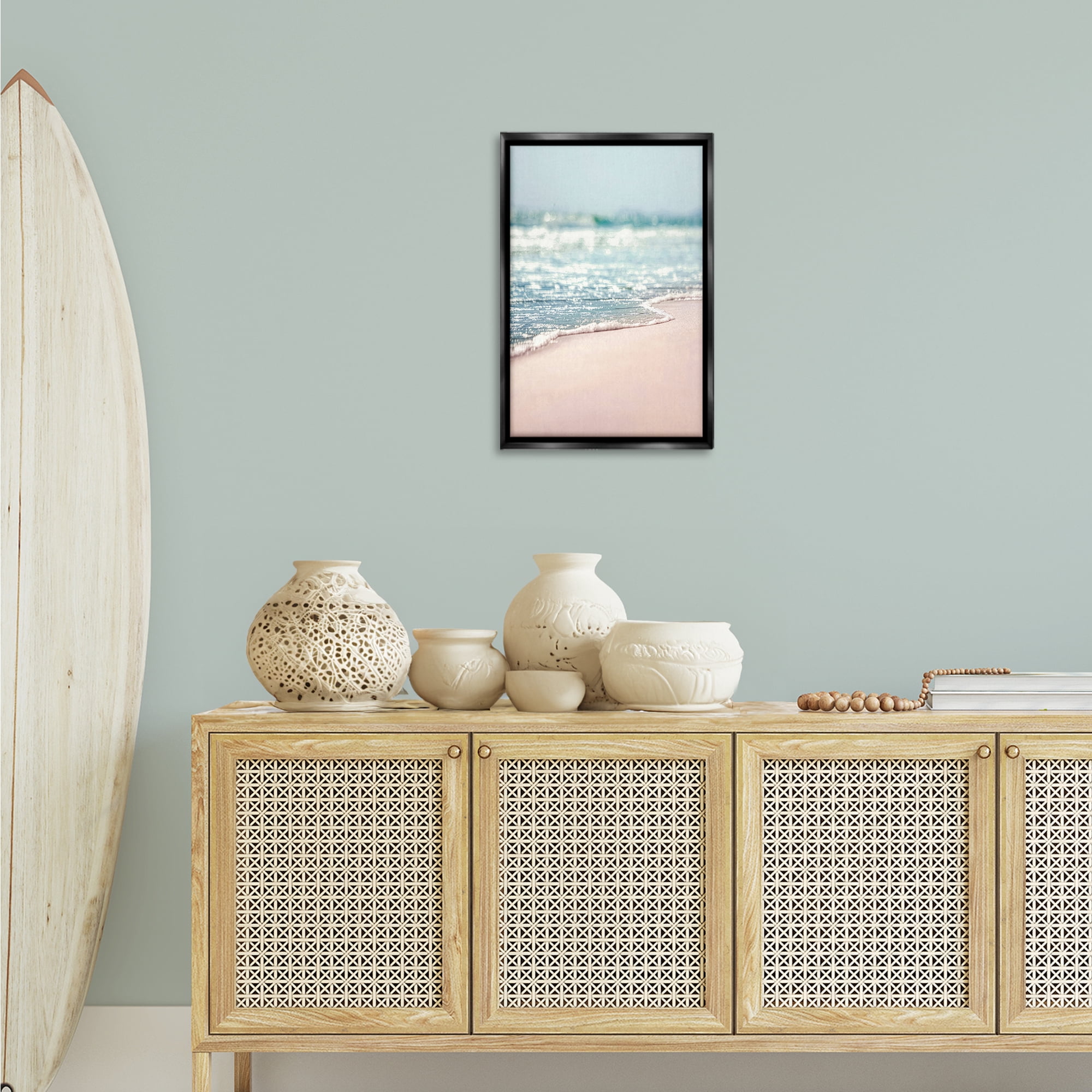 Stupell Industries California Summer Waves Nautical & Beach Photography Black Floater Framed Canvas Art Print Wall Art, 17 x 25
