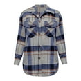 thumbnail image 3 of Patlollav Womens Full Sleeve Plaid Print Turndown Collar Outwear Jackets, 3 of 6