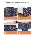 thumbnail image 6 of Navy Blue Flowers Wrap Around Bed Skirts for King Bed 16" Drop,Bed Skirt with Adjustable Elastic Belt Dust Ruffle Bed Valance for Bedroom Hotel Spring Vintage Floral Leaves Farmhouse Bed Frame Cover, 6 of 7