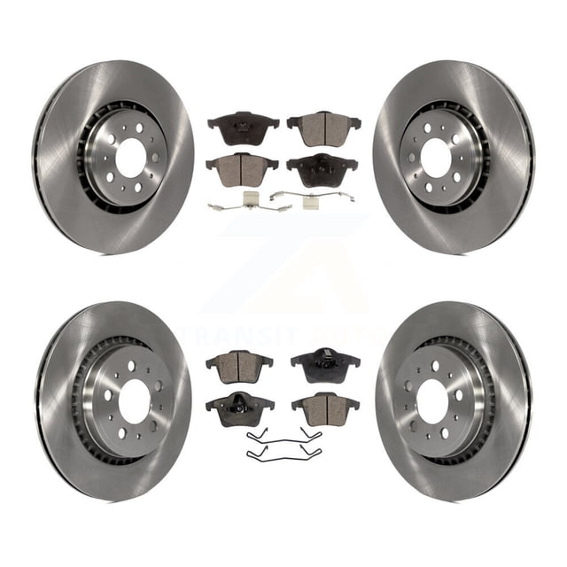 Transit Auto Front Rear Disc Brake Rotors and Ceramic Pads Kit for Car 2003-2014 Volvo XC90 with 336mm Diameter Rotor K8T-101332